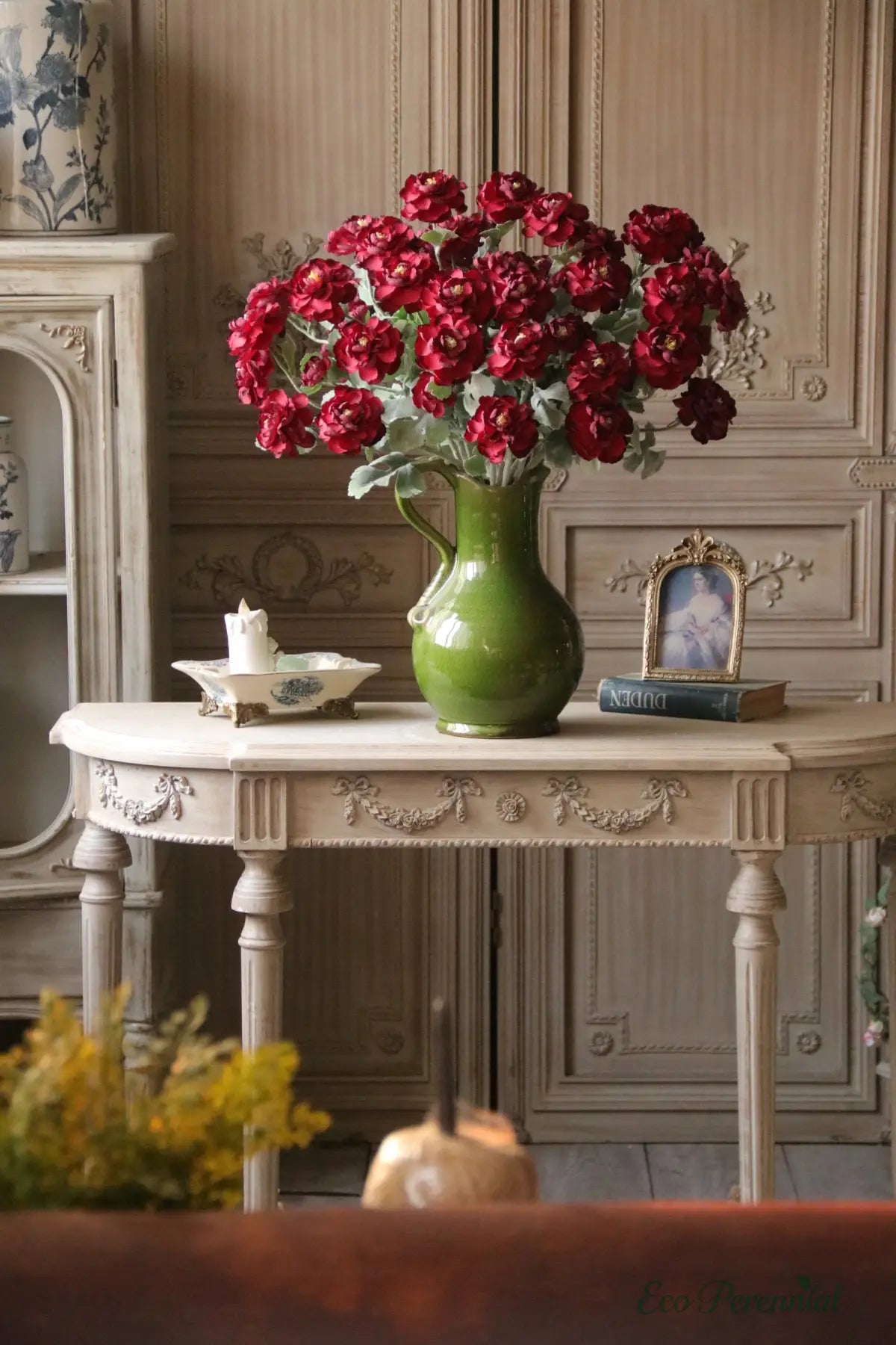 "Velvet Muse" French Red Rose | Premium Handcrafted Silk Stem | Realistic Faux Silk Flowers for Home Decor - Eco Perennial