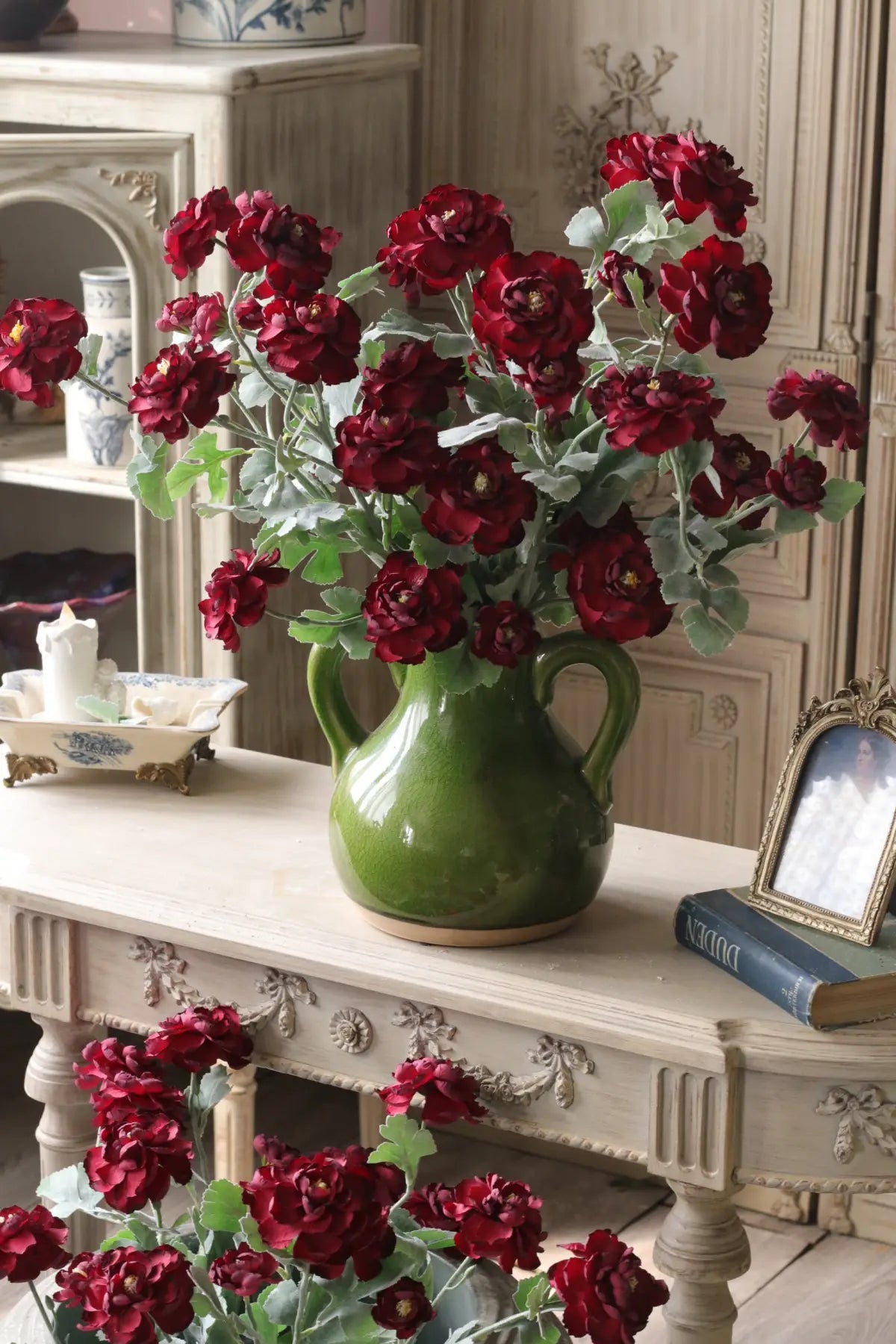 "Velvet Muse" French Red Rose | Premium Handcrafted Silk Stem Red | Realistic Faux Silk Flowers for Home Decor - Eco Perennial