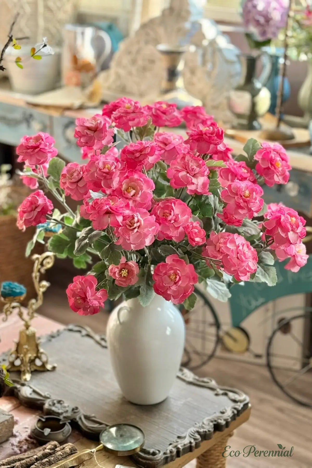 ’Velvet Muse’ French Red Rose | Premium Handcrafted Silk Stem - Pink / Single Branch (1 Stem) - Artificial Floral