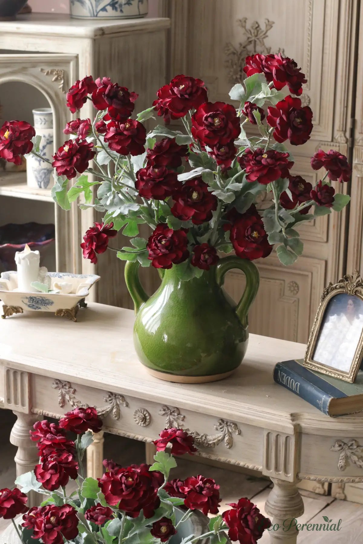 "Velvet Muse" French Red Rose | Premium Handcrafted Silk Stem Red | Realistic Faux Silk Flowers for Home Decor - Eco Perennial