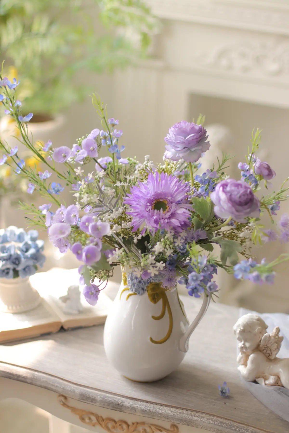 "Velvet Petal" | Premium Real Touch Statement Bloom Floral Bouquet Only Standard Size - Elegant & Versatile | Realistic Faux Silk Flowers for Home Decor - Eco Perennial