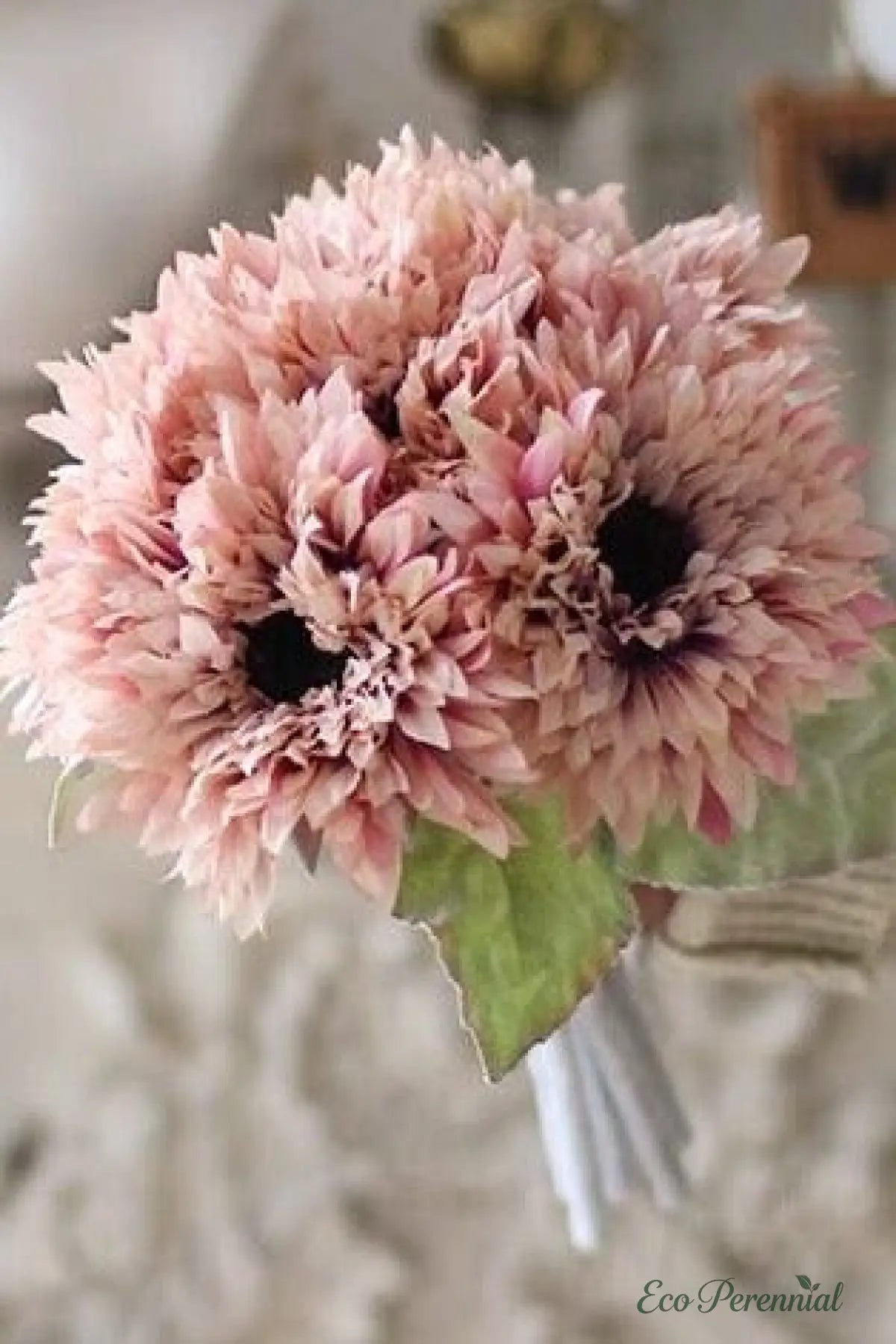 "Velvet Sun" | Faux Teddy Sunflower Artificial Stem | Realistic Faux Silk Flowers for Home Decor - Eco Perennial