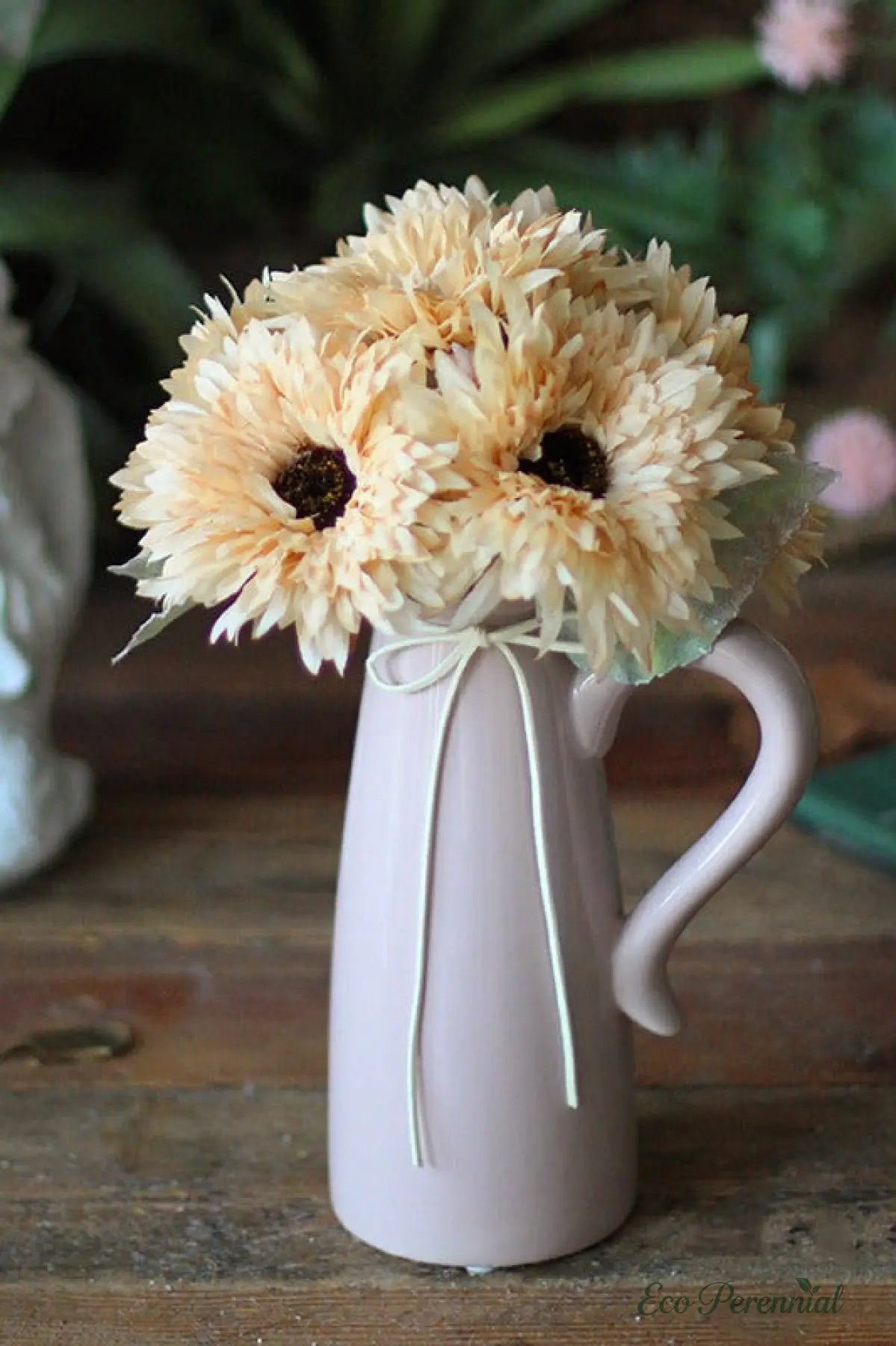"Velvet Sun" | Faux Teddy Sunflower Artificial Stem | Realistic Faux Silk Flowers for Home Decor - Eco Perennial