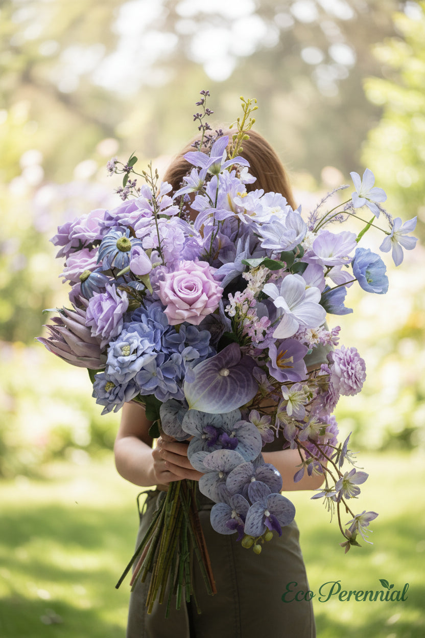 Violet Dream Faux Flower Bouquet | Purple, Lavender & Dusty Rose | Eco Perennial | Artificial Flower Bouquet | Eco Perennial