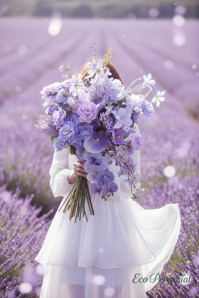 Violet Dream Faux Flower Bouquet | Purple, Lavender & Dusty Rose | Eco Perennial | Artificial Flower Bouquet | Eco Perennial