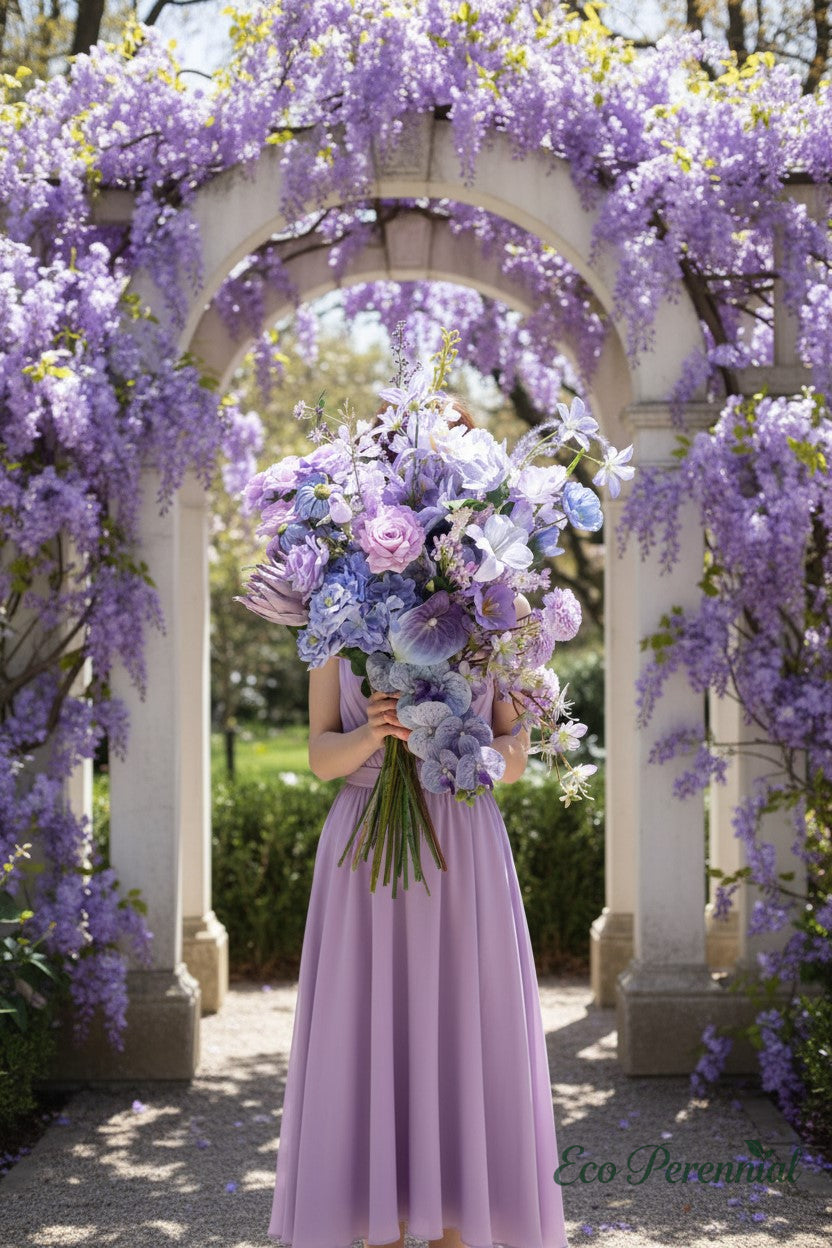 Violet Dream Faux Flower Bouquet | Purple, Lavender & Dusty Rose | Eco Perennial | Artificial Flower Bouquet | Eco Perennial
