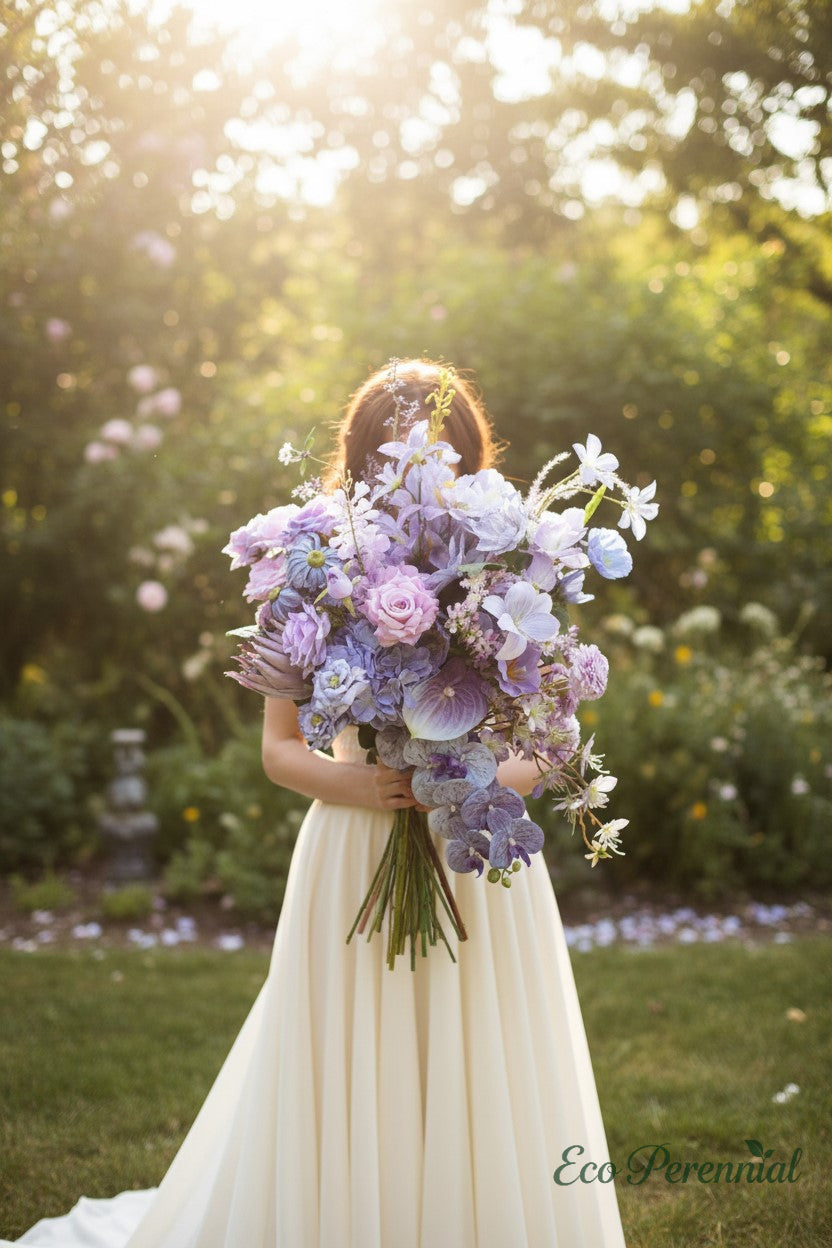 Violet Dream Faux Flower Bouquet | Purple, Lavender & Dusty Rose | Eco Perennial | Artificial Flower Bouquet | Eco Perennial