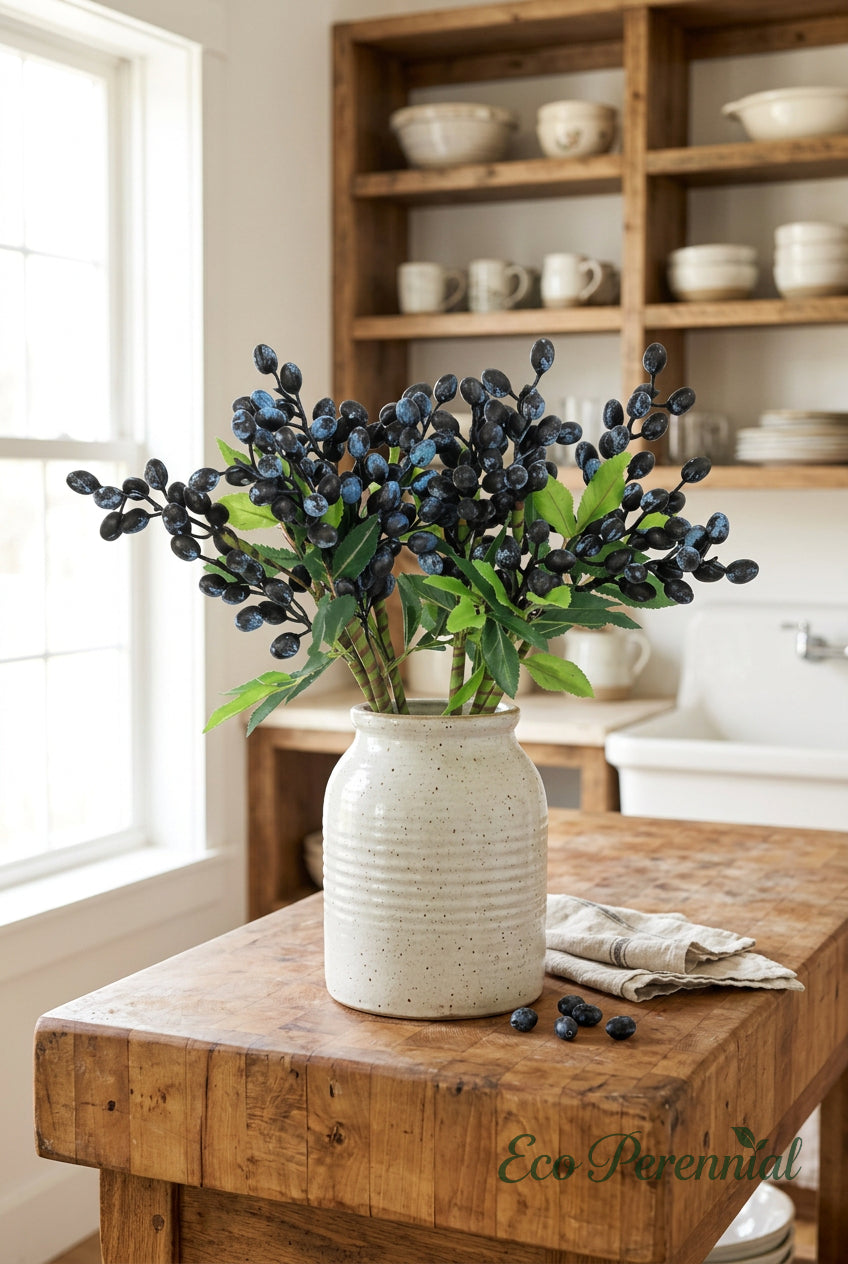 14.2" Petite Faux Berry Stems | 6 Colors | Artificial Greenery | Eco Perennial