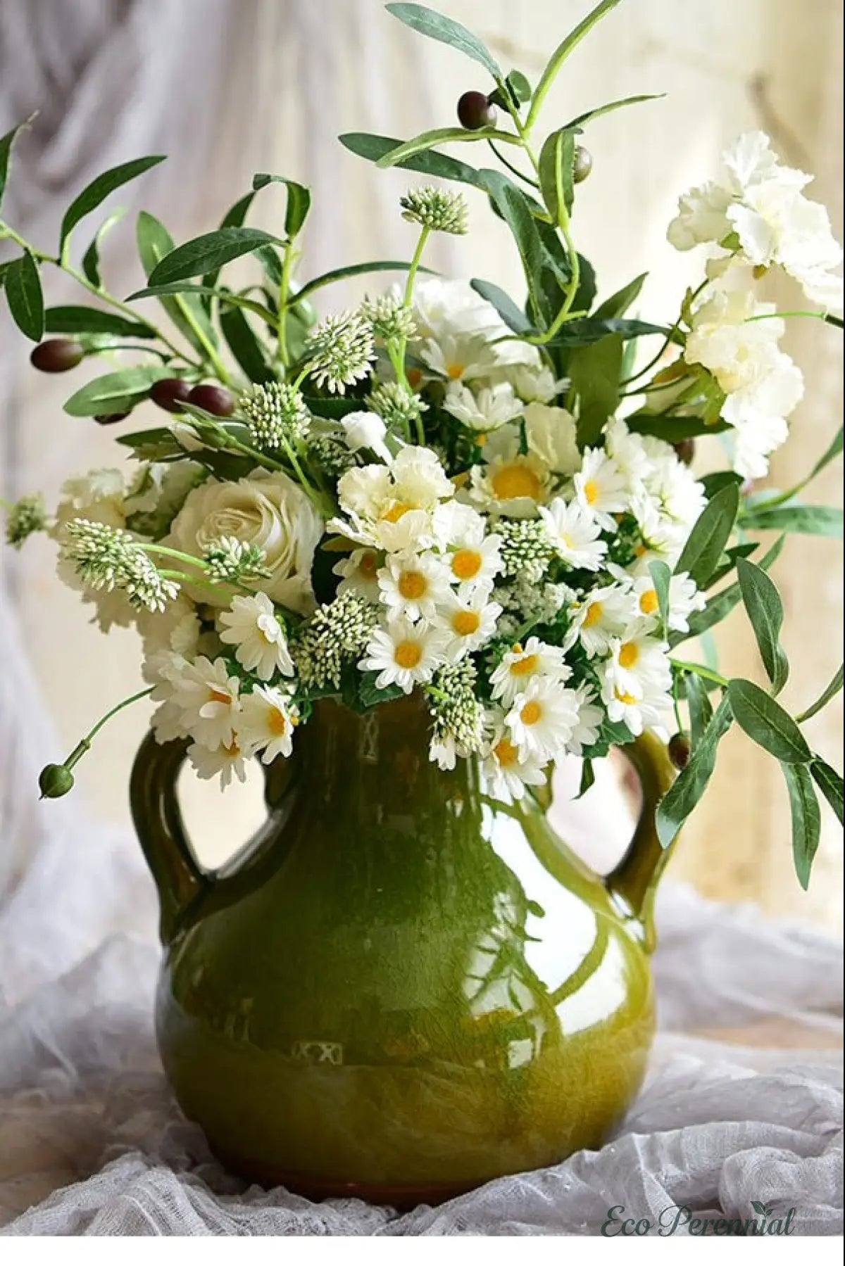 "Wild English Meadow" | Handcrafted Silk Bouquet | Realistic Faux Silk Flowers for Home Decor - Eco Perennial