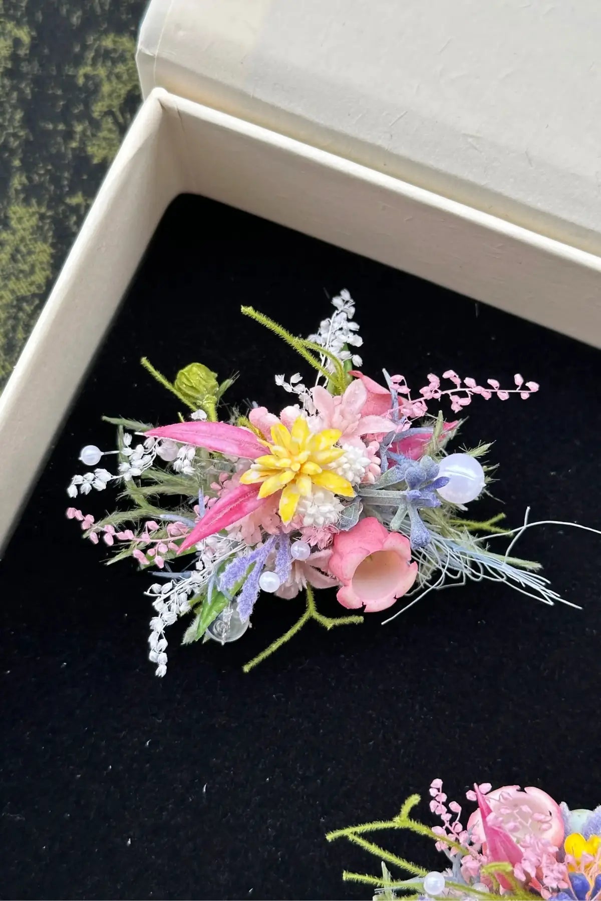 Wildflower Garden Preserved Flower Ring – Handcrafted Eternal Floral Jewelry Pink Blue Green | Realistic Faux Silk Flowers for Home Decor - Eco Perennial