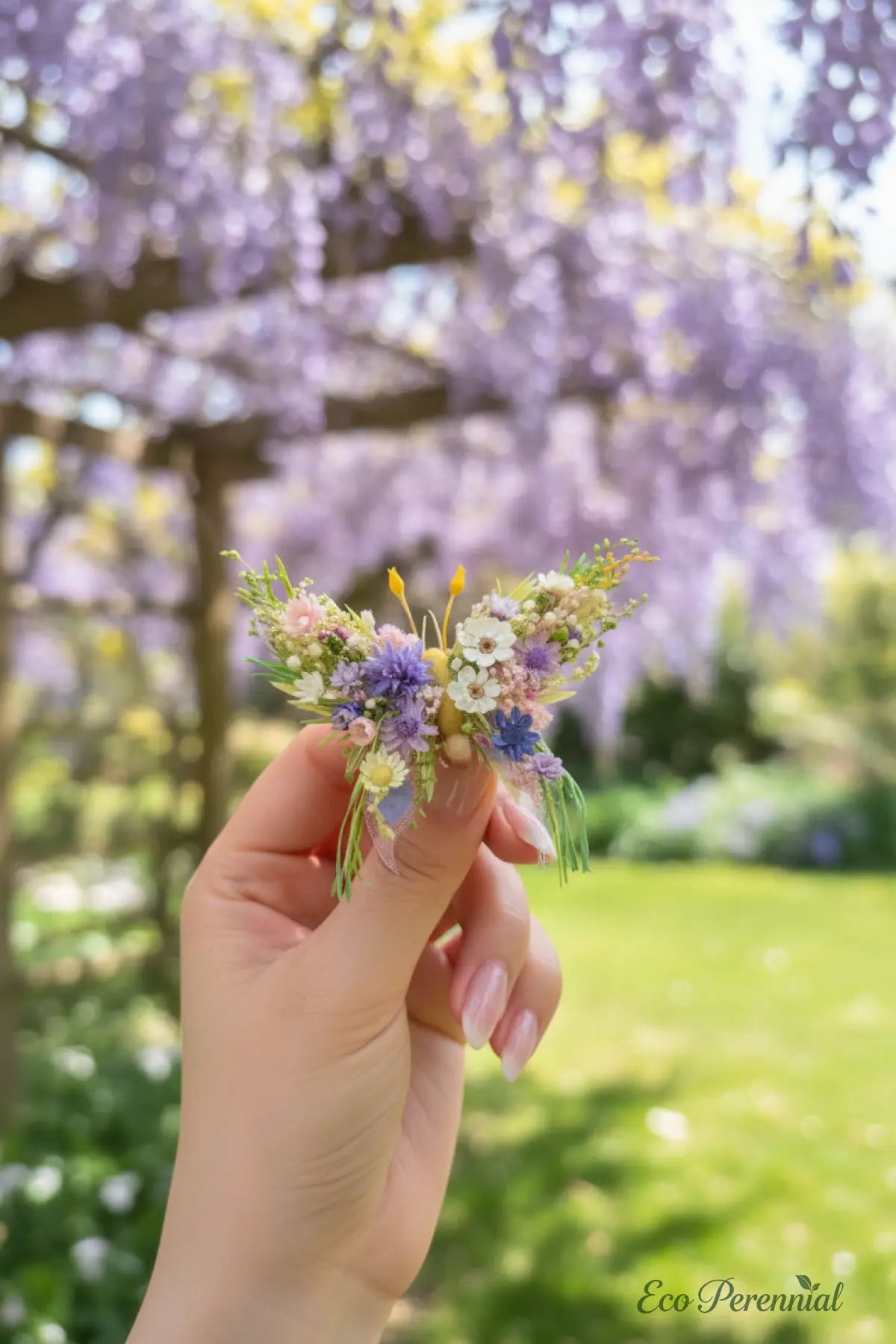 Wildflower Meadow Preserved Flower Ring – Handcrafted Eternal Floral Jewelry | Realistic Faux Silk Flowers for Home Decor - Eco Perennial
