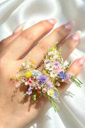 Wildflower Meadow Preserved Flower Ring – Handcrafted Eternal Floral Jewelry Purple Pink Green | Realistic Faux Silk Flowers for Home Decor - Eco Perennial