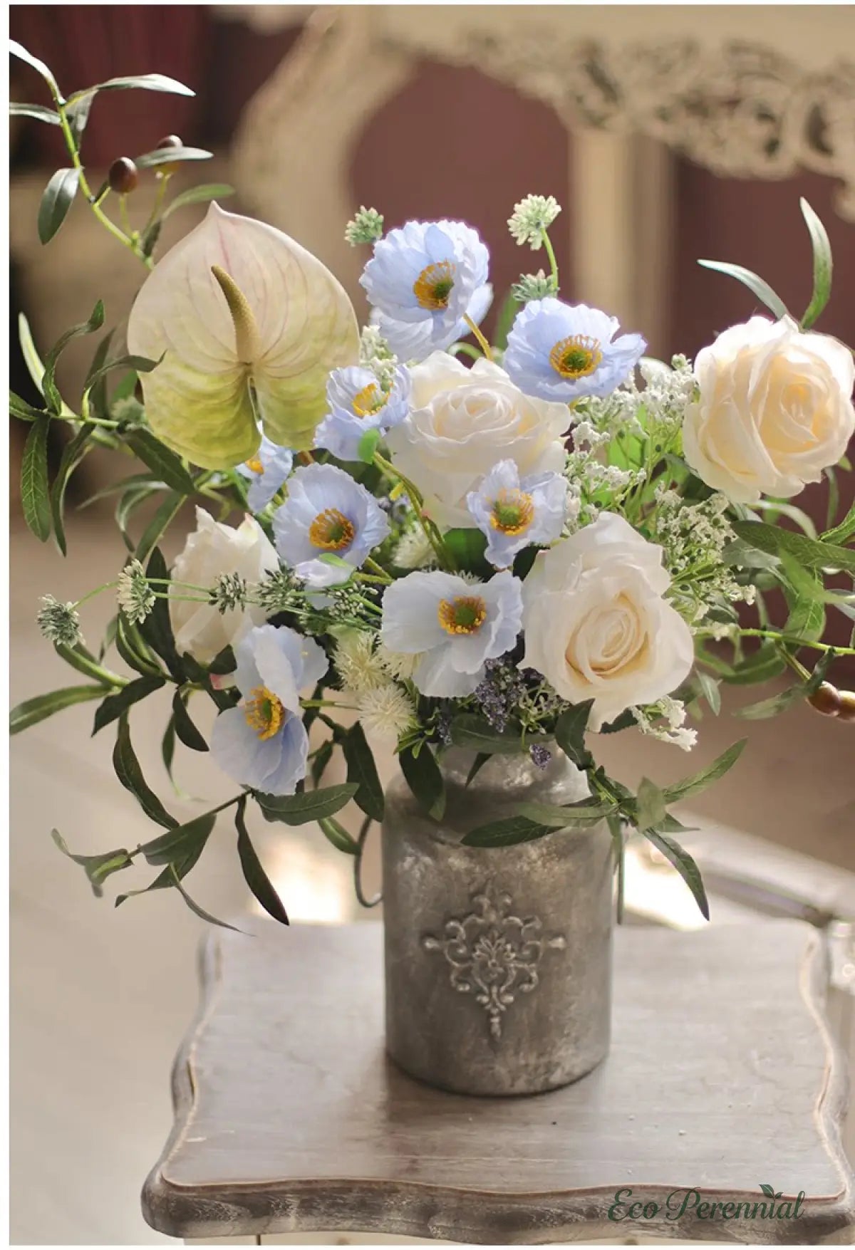 "Wildwood Rose" | Artisan Mixed Wildflower Bouquet | Realistic Faux Silk Flowers for Home Decor - Eco Perennial