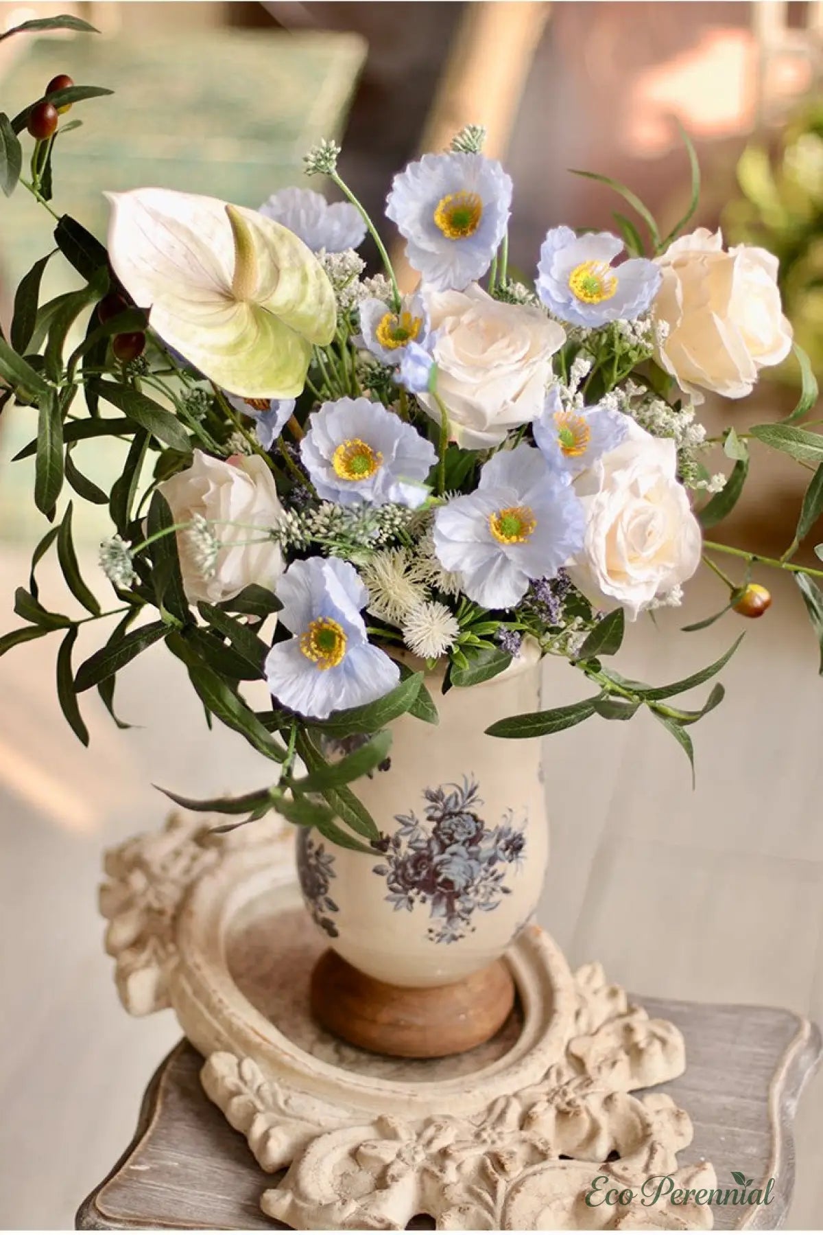 "Wildwood Rose" | Artisan Mixed Wildflower Bouquet | Realistic Faux Silk Flowers for Home Decor - Eco Perennial