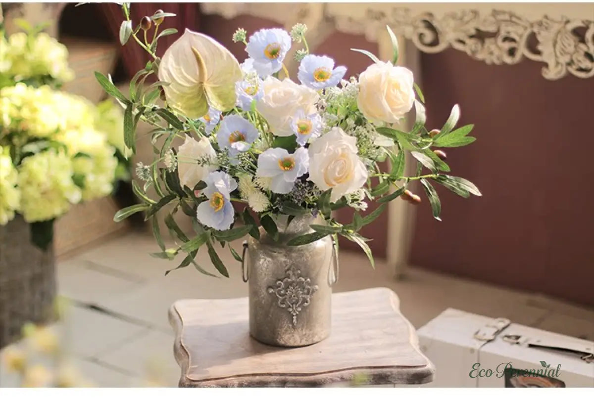 "Wildwood Rose" | Artisan Mixed Wildflower Bouquet | Realistic Faux Silk Flowers for Home Decor - Eco Perennial