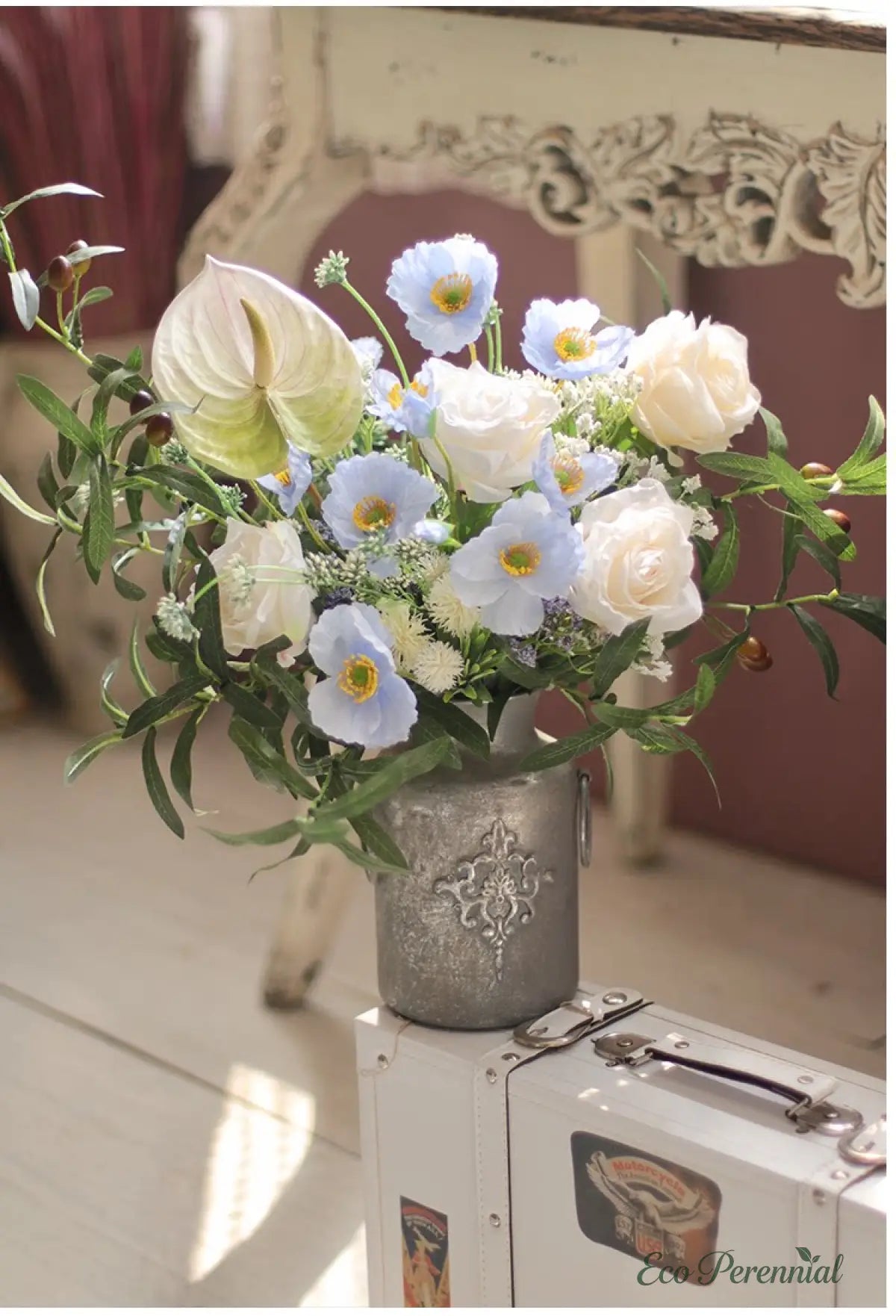 "Wildwood Rose" | Artisan Mixed Wildflower Bouquet | Realistic Faux Silk Flowers for Home Decor - Eco Perennial