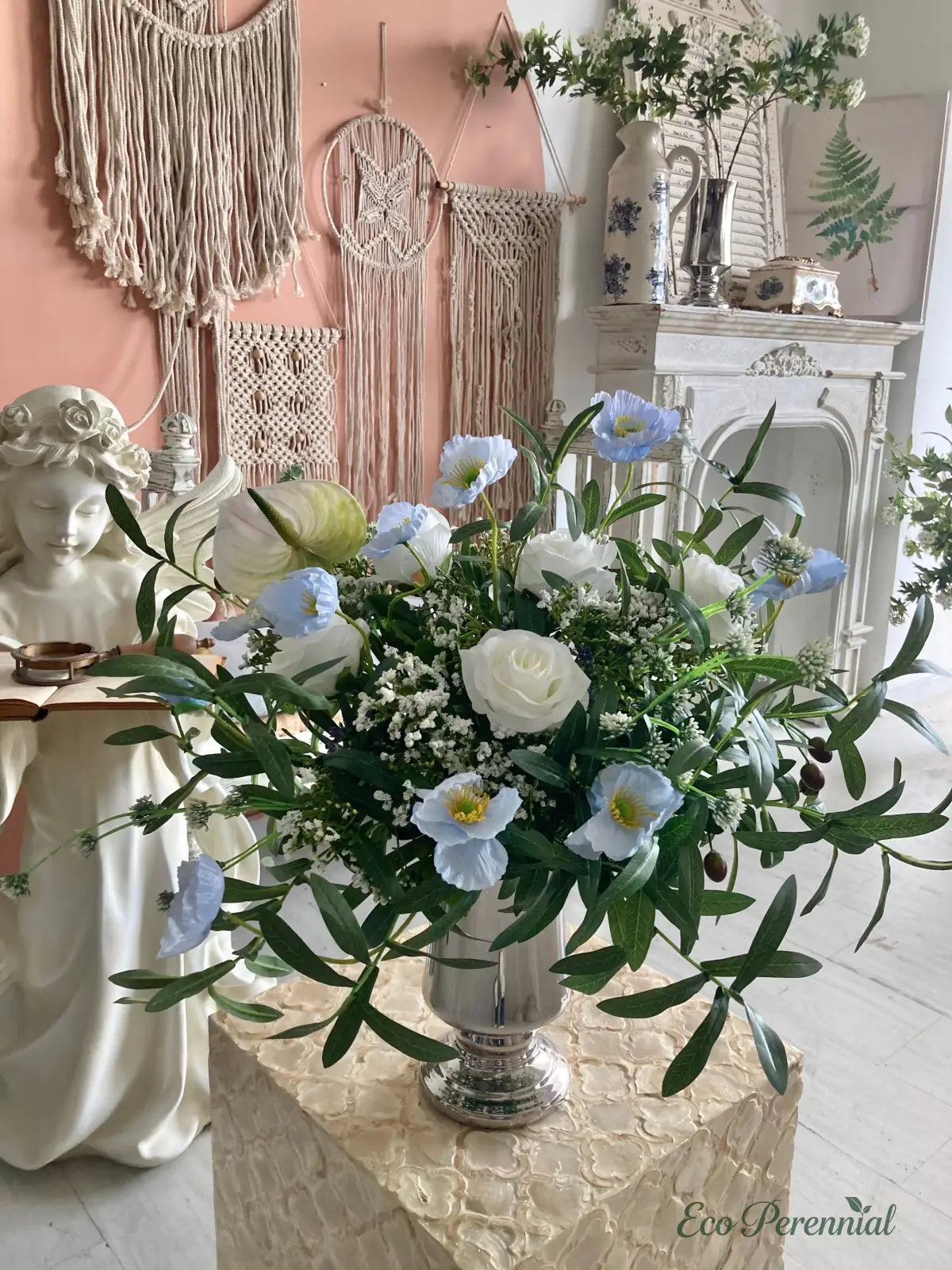 "Wildwood Rose" | Artisan Mixed Wildflower Bouquet | Realistic Faux Silk Flowers for Home Decor - Eco Perennial