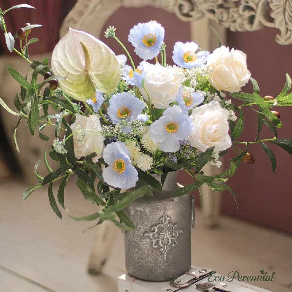 "Wildwood Rose" | Artisan Mixed Wildflower Bouquet | Realistic Faux Silk Flowers for Home Decor - Eco Perennial