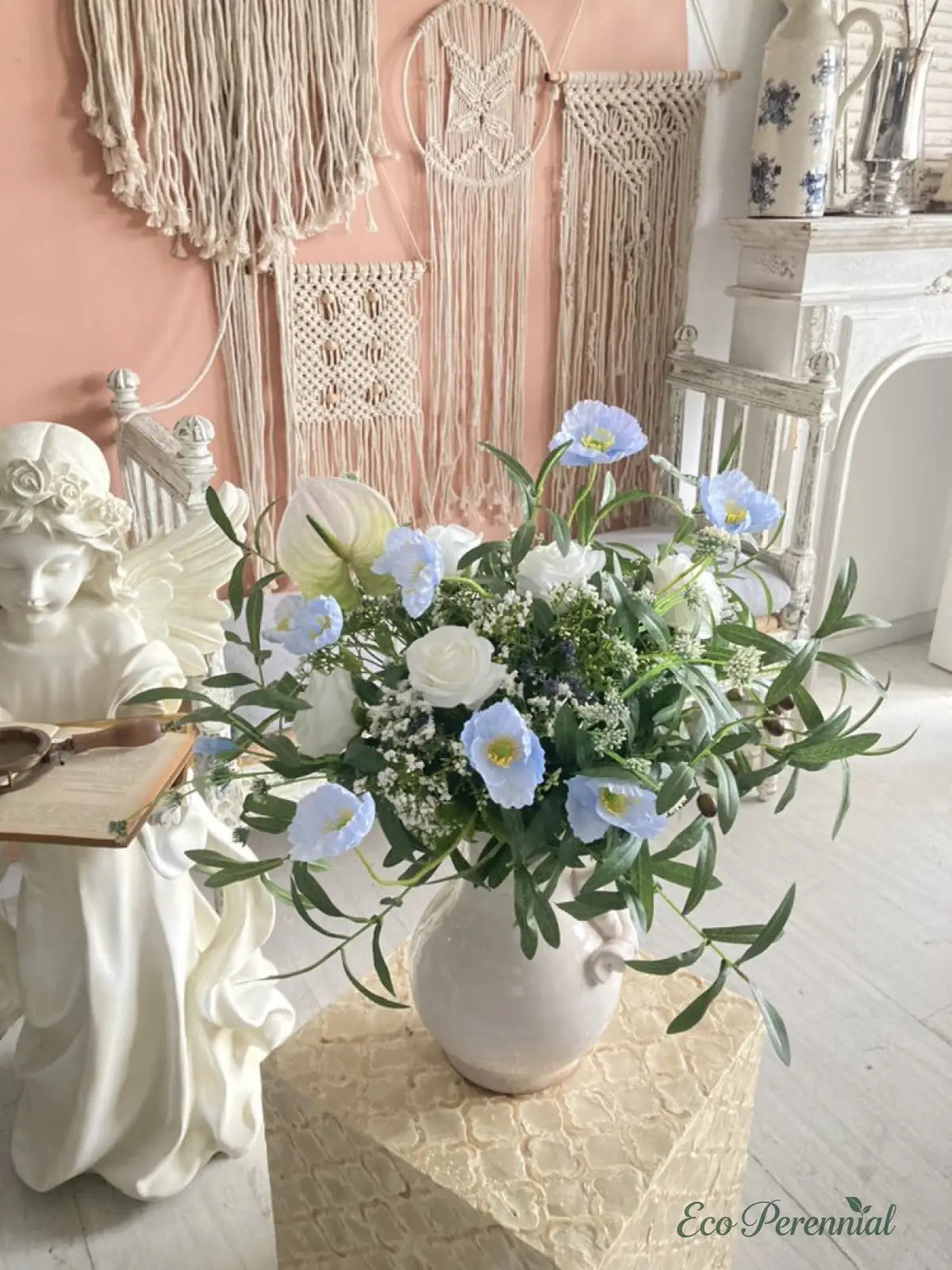 "Wildwood Rose" | Artisan Mixed Wildflower Bouquet Floral Bouquet Only Standard Size - Elegant & Versatile | Realistic Faux Silk Flowers for Home Decor - Eco Perennial