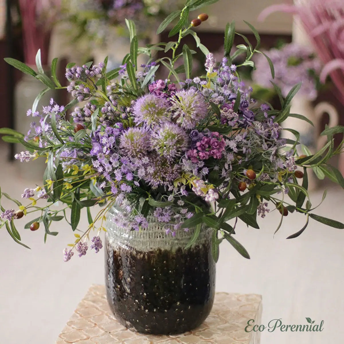 "Wildwood Whisper" | Mixed Silk & PU Wildflower Bouquet | Realistic Faux Silk Flowers for Home Decor - Eco Perennial