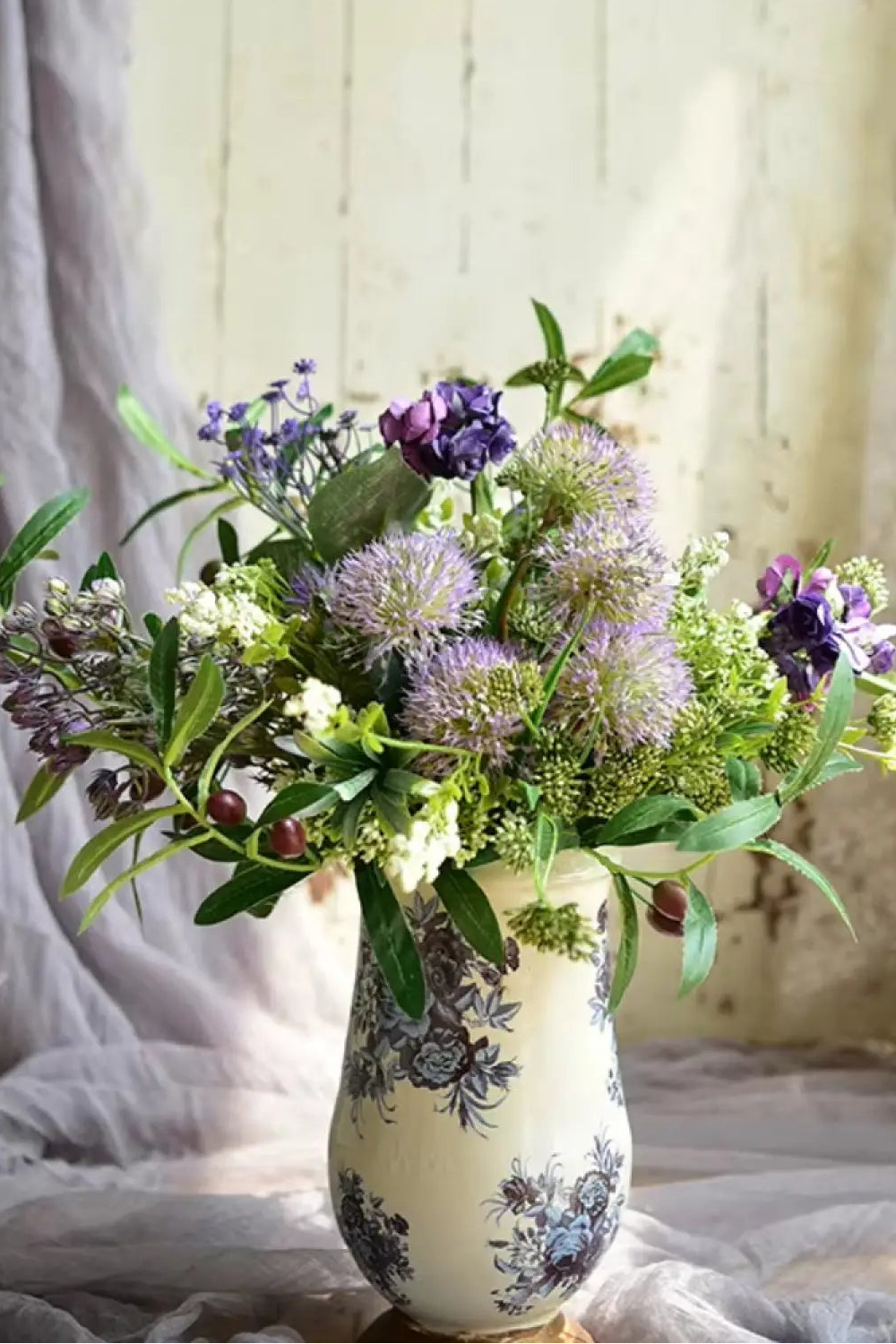 "Wildwood Whisper" | Mixed Silk & PU Wildflower Bouquet Floral Bouquet Only Standard Size - Elegant & Versatile | Realistic Faux Silk Flowers for Home Decor - Eco Perennial